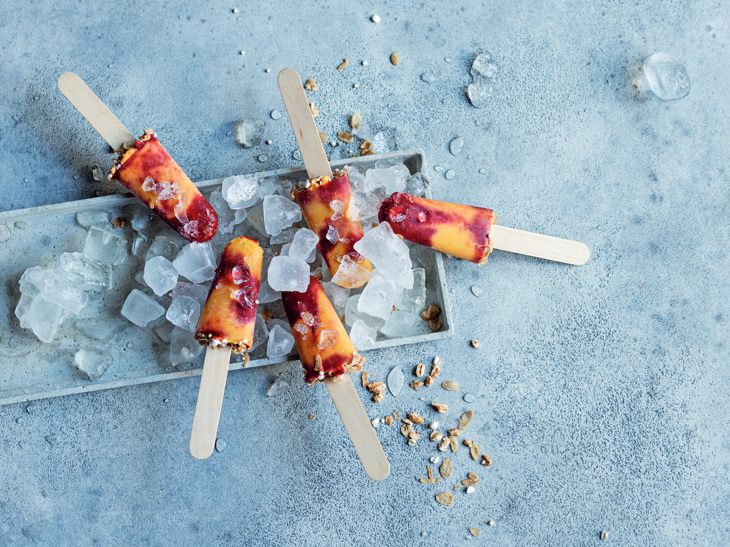 Smoothie-Popsicles Himbeer-Aprikose